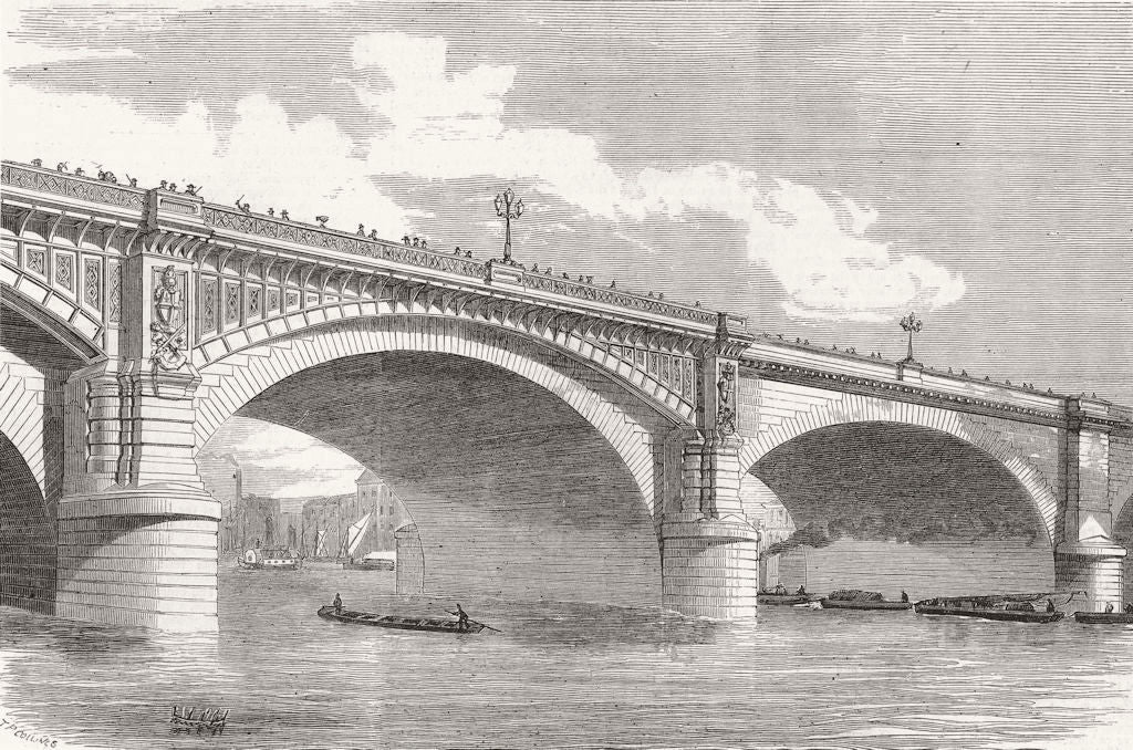 LONDON. Plan for wider London Bridge 1875 old antique vintage map chart